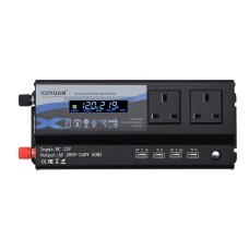 XUYUAN 6000W Car Inverter LED Colorful Atmosphere Light 4 USB Charging Converter, UK Plug, Specification: 12V-220V