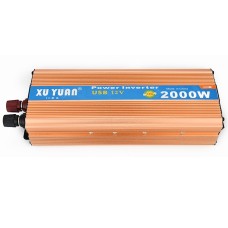 XUYUAN 2000W Inverter with USB Positive And Negative Reverse Connection Protection, Specification: Gold 12V to 220V