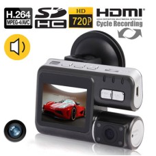 X6 Black, 2,0 -дюймовый LTPS LTPS с высоким разрешением LTPS Dual 3 Mega Pixels CMOS 720p автомобиль DVR, поддержка H.264 MOV / Night Vision / Запись цикла / обнаружение движения / HDMI / AV OUT и 32 ГБ TF CARD